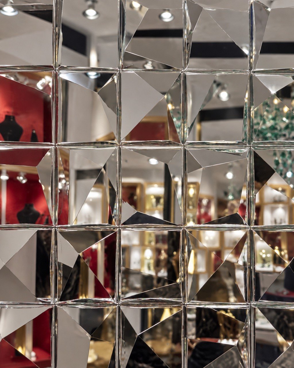 Mirrored reflections inside the gallery