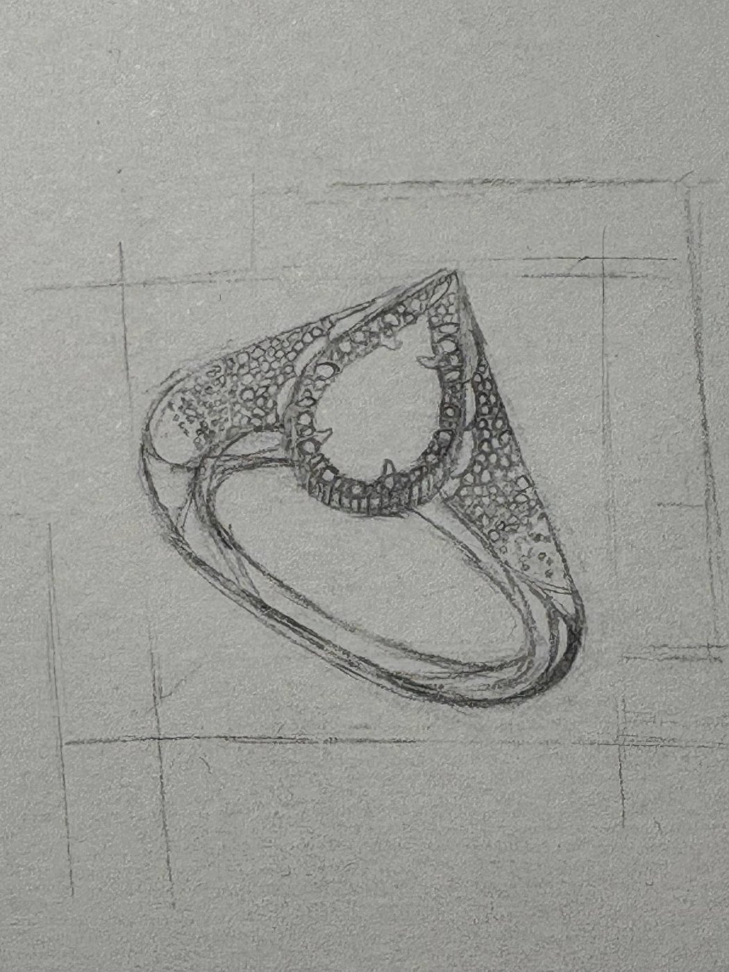 Pear ring pencil sketch